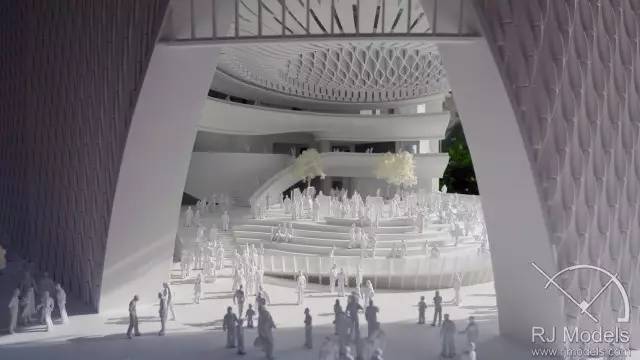 ▲戲曲中心概念模型內(nèi)往來不絕的人潮。