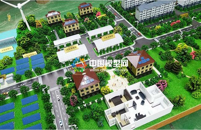 光伏電站應(yīng)用場(chǎng)景沙盤模型，太陽能光伏屋頂發(fā)電沙盤模型